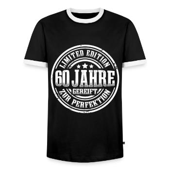60. Geburtstag Limited Edition Lustig 60 Jahre - Männer Kontrast-T-Shirt - Schwarz/Weiß - Vorne - AI Model Female 172 light (172cm) & AI Model Male 178 light (178cm)