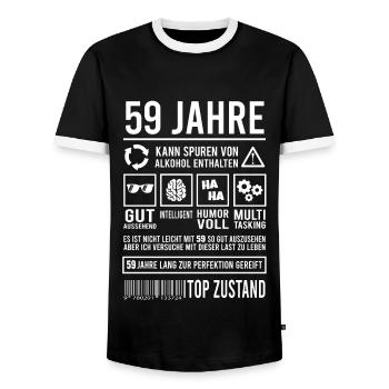 59. Geburtstag Männer Frauen Lustig 59 Jahre - Männer Kontrast-T-Shirt - Schwarz/Weiß - Vorne - AI Model Female 172 light (172cm) & AI Model Male 178 light (178cm)