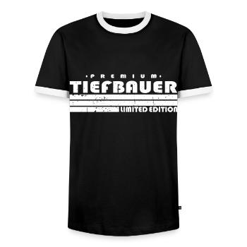 Tiefbauer Limited Edition Lustiges Tiefbau - Männer Kontrast-T-Shirt - Schwarz/Weiß - Vorne - AI Model Female 172 light (172cm) & AI Model Male 178 light (178cm)