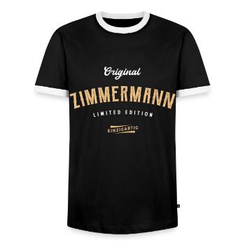 Zimmermann Limited Edition Lustiges Zimmerer - Männer Kontrast-T-Shirt - Schwarz/Weiß - Vorne - AI Model Female 172 light (172cm) & AI Model Male 178 light (178cm)