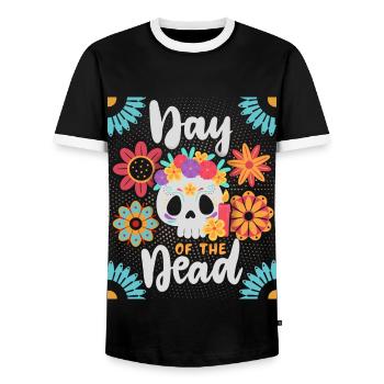 Jour des morts, Crâne de sucre - T-shirt contrasté Homme - noir/blanc - Devant - AI Model Female 172 light (172cm) & AI Model Male 178 light (178cm)