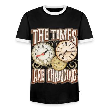Dire avec montre, montre de poche, inspiration motivationnelle - T-shirt contrasté Homme - noir/blanc - Devant - AI Model Female 172 light (172cm) & AI Model Male 178 light (178cm)