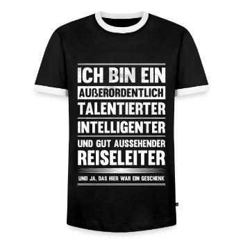 Reiseleiter Touristenführer Lustiges Reiseführer - Männer Kontrast-T-Shirt - Schwarz/Weiß - Vorne - AI Model Female 172 light (172cm) & AI Model Male 178 light (178cm)