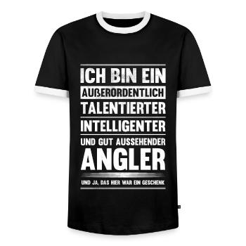 Angler Humor Angelrute Angeln Lustiges Fischer - Männer Kontrast-T-Shirt - Schwarz/Weiß - Vorne - AI Model Female 172 light (172cm) & AI Model Male 178 light (178cm)