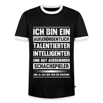 Schachspieler Humor Schachspiel Lustiges Schach - Männer Kontrast-T-Shirt - Schwarz/Weiß - Vorne - AI Model Female 172 light (172cm) & AI Model Male 178 light (178cm)