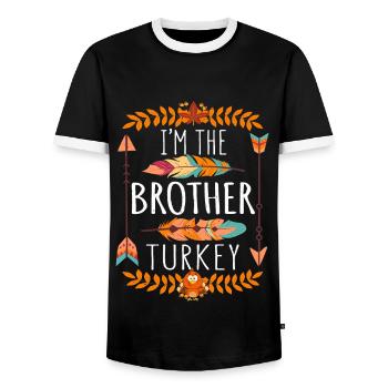 Le Brother Turkey Day 2022 Joyeux Thanksgiving - T-shirt contrasté Homme - noir/blanc - Devant - AI Model Female 172 light (172cm) & AI Model Male 178 light (178cm)