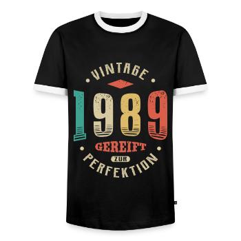 33. Geburtstag Gereift zur Perfektion 33 Jahre - Männer Kontrast-T-Shirt - Schwarz/Weiß - Vorne - AI Model Female 172 light (172cm) & AI Model Male 178 light (178cm)
