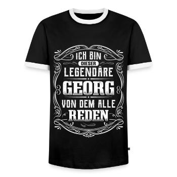Ich bin dieser legendäre Georg - Männer Kontrast-T-Shirt - Schwarz/Weiß - Vorne - AI Model Female 172 light (172cm) & AI Model Male 178 light (178cm)