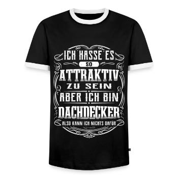 Dachdecker Spruch Attraktiv Lustiges Dachdecker - Männer Kontrast-T-Shirt - Schwarz/Weiß - Vorne - AI Model Female 172 light (172cm) & AI Model Male 178 light (178cm)
