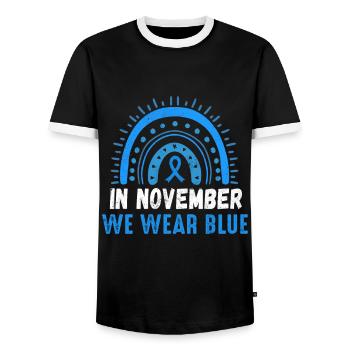 Rainbow Blue November Diabetes Awareness Month - Männer Kontrast-T-Shirt - Schwarz/Weiß - Vorne - AI Model Female 172 light (172cm) & AI Model Male 178 light (178cm)