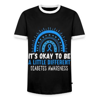 It's Okay Rainbow Blue November Diabetes Awareness - Männer Kontrast-T-Shirt - Schwarz/Weiß - Vorne - AI Model Female 172 light (172cm) & AI Model Male 178 light (178cm)
