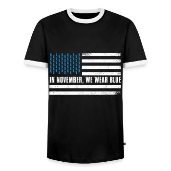 Flag Blue November Diabetes Awareness Month - Männer Kontrast-T-Shirt - Schwarz/Weiß - Vorne - AI Model Female 172 light (172cm) & AI Model Male 178 light (178cm)