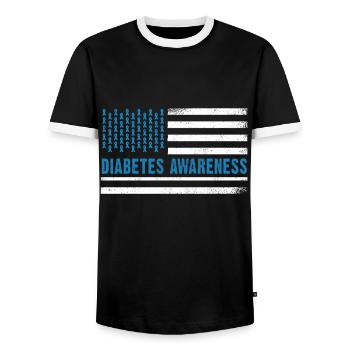 Flag Novembre Mois de la sensibilisation au diabète - T-shirt contrasté Homme - noir/blanc - Devant - AI Model Female 172 light (172cm) & AI Model Male 178 light (178cm)