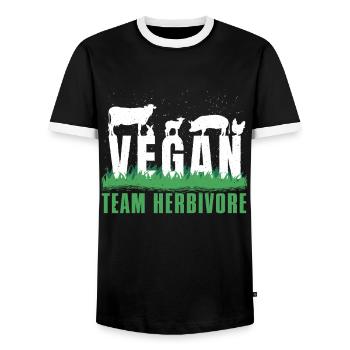 Herbivore Farm Animals Vegetable Vegetarian Vegan - Männer Kontrast-T-Shirt - Schwarz/Weiß - Vorne - AI Model Female 172 light (172cm) & AI Model Male 178 light (178cm)