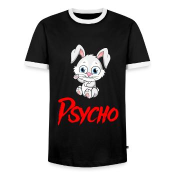 PSYCHO HASE Halloween Apocalypse Horror Monster - Men's Ringer Shirt - black/white - Front - AI Model Female 172 light (172cm) & AI Model Male 178 light (178cm)