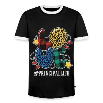 Pattern Principal Teacher Student Love Christmas - Männer Kontrast-T-Shirt - Schwarz/Weiß - Vorne - AI Model Female 172 light (172cm) & AI Model Male 178 light (178cm)