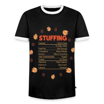 Teneur en éléments nutritifs Fleurs farcies Thanksgiving - T-shirt contrasté Homme - noir/blanc - Devant - AI Model Female 172 light (172cm) & AI Model Male 178 light (178cm)