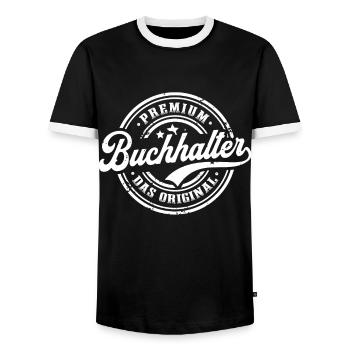 Buchhalter Original Lustiges Buchhaltung - Männer Kontrast-T-Shirt - Schwarz/Weiß - Vorne - AI Model Female 172 light (172cm) & AI Model Male 178 light (178cm)