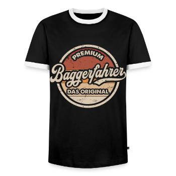 Baggerfahrer Vintage Bagger Baggerführer - Männer Kontrast-T-Shirt - Schwarz/Weiß - Vorne - AI Model Female 172 light (172cm) & AI Model Male 178 light (178cm)