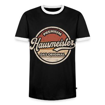 Hausmeister Original Lustiges Facility Manager - Männer Kontrast-T-Shirt - Schwarz/Weiß - Vorne - AI Model Female 172 light (172cm) & AI Model Male 178 light (178cm)
