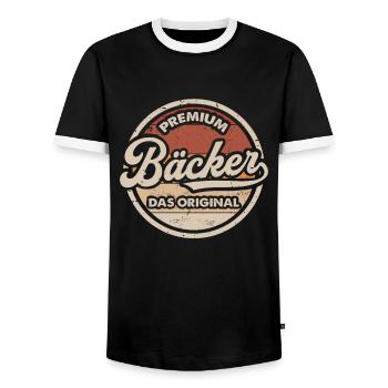 Bäcker Original Vintage Bäckerin Bäckerei - Männer Kontrast-T-Shirt - Schwarz/Weiß - Vorne - AI Model Female 172 light (172cm) & AI Model Male 178 light (178cm)
