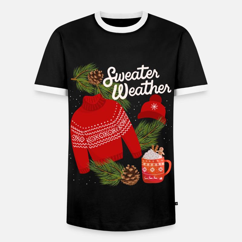 Sweater-Weather, lustiger Spruch, Winter, Pullover - Männer Kontrast-T-Shirt - Schwarz/Weiß