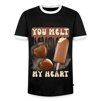 Chocolate Valentine's Day, Chocolate ice cream, couples couples - Men's Ringer Shirt - black/white - Front - AI Model Female 172 light (172cm) & AI Model Male 178 light (178cm)