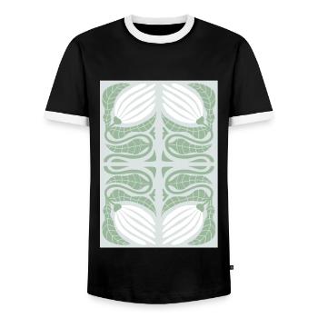 Jugendstil, Arts & Crafts, Aesthetic, Vintage-1900 - Männer Kontrast-T-Shirt - Schwarz/Weiß - Vorne - AI Model Female 172 light (172cm) & AI Model Male 178 light (178cm)
