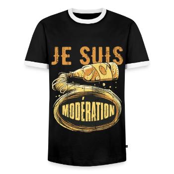 I Am Moderation Drink In Moderation Spill Beer - Männer Kontrast-T-Shirt - Schwarz/Weiß - Vorne - AI Model Female 172 light (172cm) & AI Model Male 178 light (178cm)