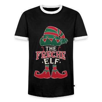 Elf Cheeky December Love Elf Christmas - Men's Ringer Shirt - black/white - Front - AI Model Female 172 light (172cm) & AI Model Male 178 light (178cm)