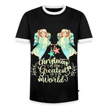 Ange, Aquarelle d’ange, Dicton de Noël - T-shirt contrasté Homme - noir/blanc - Devant - AI Model Female 172 light (172cm) & AI Model Male 178 light (178cm)