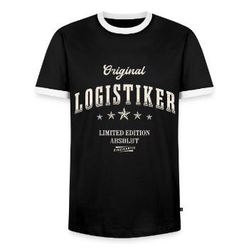 Logistiker Limited Edition - Männer Kontrast-T-Shirt - Schwarz/Weiß - Vorne - AI Model Female 172 light (172cm) & AI Model Male 178 light (178cm)