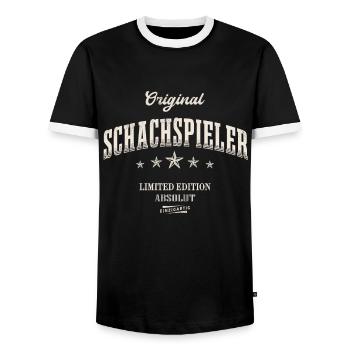Schach Limited Edition Schachmeister - Männer Kontrast-T-Shirt - Schwarz/Weiß - Vorne - AI Model Female 172 light (172cm) & AI Model Male 178 light (178cm)