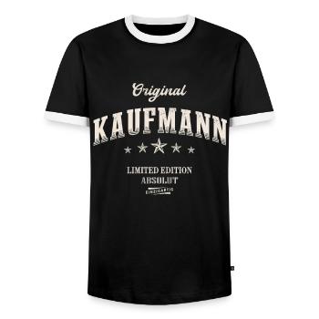 Kaufmann Limited Edition - Männer Kontrast-T-Shirt - Schwarz/Weiß - Vorne - AI Model Female 172 light (172cm) & AI Model Male 178 light (178cm)