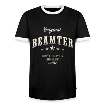Beamter Limited Edition - Männer Kontrast-T-Shirt - Schwarz/Weiß - Vorne - AI Model Female 172 light (172cm) & AI Model Male 178 light (178cm)