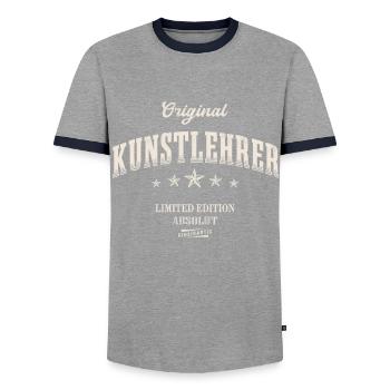 Kunstlehrer Limited Edition - Männer Kontrast-T-Shirt - Grau/Navy  - Vorne - AI Model Female 172 light (172cm) & AI Model Male 178 light (178cm)