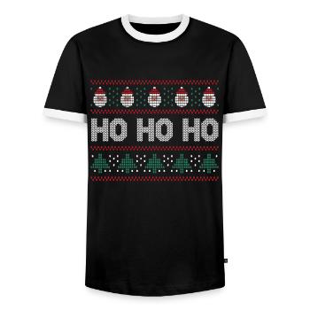 Santa Ugly Dezember Hässliches Lachen Ho Ho Weihnachten - Männer Kontrast-T-Shirt - Schwarz/Weiß - Vorne - AI Model Female 172 light (172cm) & AI Model Male 178 light (178cm)