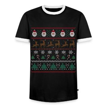 Cute Santa Ugly December Holiday Ugly Christmas - Men's Ringer Shirt - black/white - Front - AI Model Female 172 light (172cm) & AI Model Male 178 light (178cm)