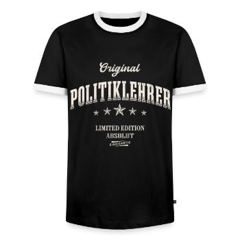 Politiklehrer Limited Edition - Männer Kontrast-T-Shirt - Schwarz/Weiß - Vorne - AI Model Female 172 light (172cm) & AI Model Male 178 light (178cm)