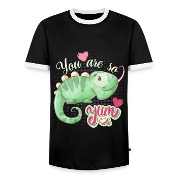 Caméléon amoureux drôle de dicton, amour-amour - T-shirt contrasté Homme - noir/blanc - Devant - AI Model Female 172 light (172cm) & AI Model Male 178 light (178cm)