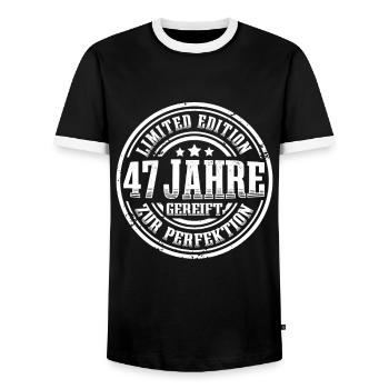 47. Geburtstag Limited Edition Lustig 47 Jahre - Männer Kontrast-T-Shirt - Schwarz/Weiß - Vorne - AI Model Female 172 light (172cm) & AI Model Male 178 light (178cm)