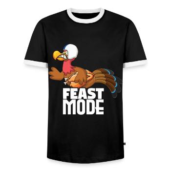 Rugby Turkey Fashion Football Fan Thanksgiving - Men's Ringer Shirt - black/white - Front - AI Model Female 172 light (172cm) & AI Model Male 178 light (178cm)