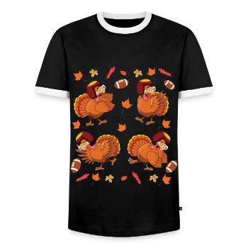 Rugby Mignon Turquie Fan de football Thanksgiving - T-shirt contrasté Homme - noir/blanc - Devant - AI Model Female 172 light (172cm) & AI Model Male 178 light (178cm)