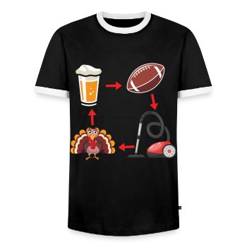 Rugby Beer Turkey Football Fan Thanksgiving - Men's Ringer Shirt - black/white - Front - AI Model Female 172 light (172cm) & AI Model Male 178 light (178cm)