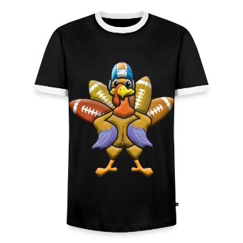 Rugby Turkey And Football Thanksgiving - Men's Ringer Shirt - black/white - Front - AI Model Female 172 light (172cm) & AI Model Male 178 light (178cm)