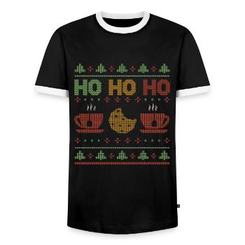 Ugly December Holiday Ugly Laugh Ho Ho Christmas - Männer Kontrast-T-Shirt - Schwarz/Weiß - Vorne - AI Model Female 172 light (172cm) & AI Model Male 178 light (178cm)