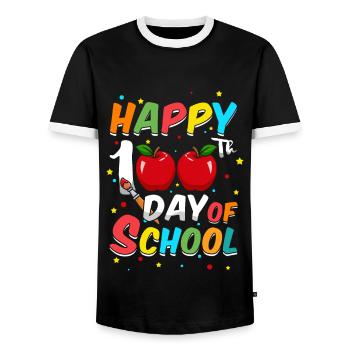 Étudiant heureux 100e jour 100 jours d’école - T-shirt contrasté Homme - noir/blanc - Devant - AI Model Female 172 light (172cm) & AI Model Male 178 light (178cm)