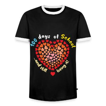Lehrer Schüler 100. Tag Liebhaber 100 Tage Schule - Männer Kontrast-T-Shirt - Schwarz/Weiß - Vorne - AI Model Female 172 light (172cm) & AI Model Male 178 light (178cm)