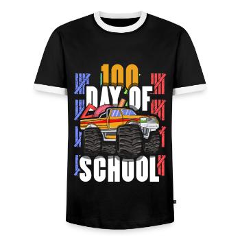 Schüler 100th Day Truck Trucker 100 Tage Schule - Männer Kontrast-T-Shirt - Schwarz/Weiß - Vorne - AI Model Female 172 light (172cm) & AI Model Male 178 light (178cm)