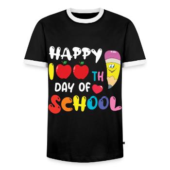 Mignon étudiant heureux 100e jour 100 jours d’école - T-shirt contrasté Homme - noir/blanc - Devant - AI Model Female 172 light (172cm) & AI Model Male 178 light (178cm)